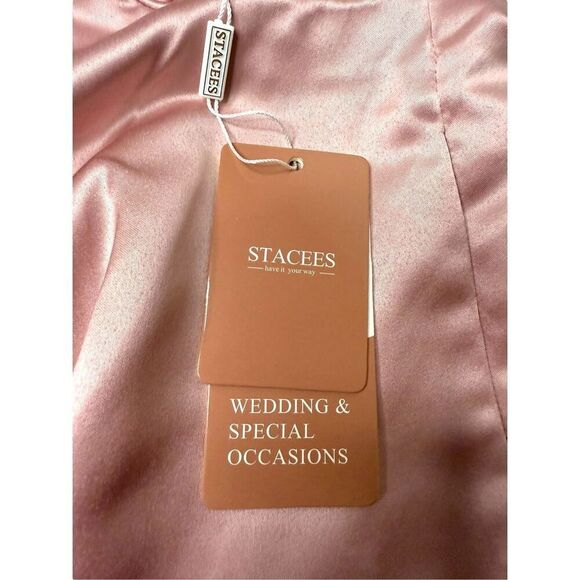 Stacees Women’s 0 A-Line Satin Homecoming Dress with Pockets Wisteria Pink NEW - Picture 8 of 10
